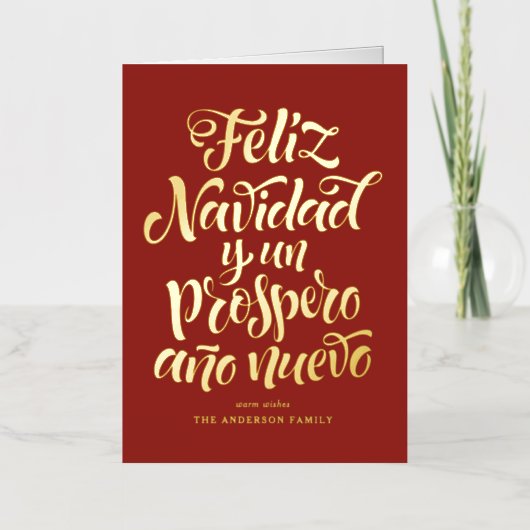 Red Feliz Navidad Calligraphy Weihnachten (Vorderseite)