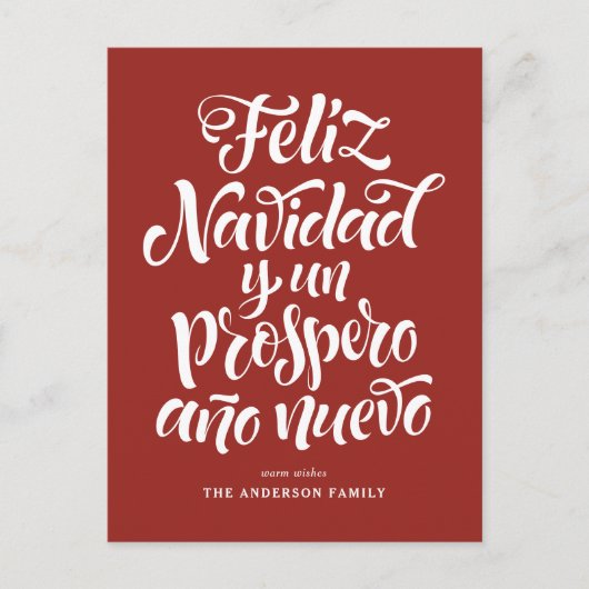 Red Feliz Navidad Calligraphy Weihnachten (Vorderseite)