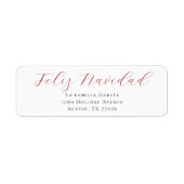 Red Feliz Navidad Mail Return Address Label (Vorne)