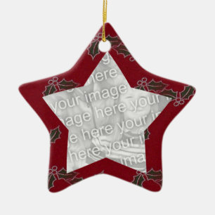 Red Felt Holly Weihnachts Foto Rahmen Ornament