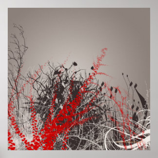 Red Fern Modern Art Blume drucken Poster