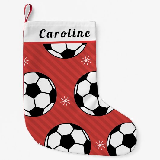 Red Festival Soccer Ball & Snowflake Kinder Weihna Kleiner Weihnachtsstrumpf (Vorderseite)