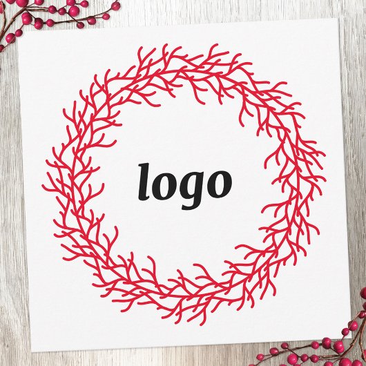 Red Festival Wreath Logo Business Feiertagskarte