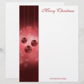 Red Festivals Baubles on Red Bokeh Briefbogen (Vorne/Hinten)