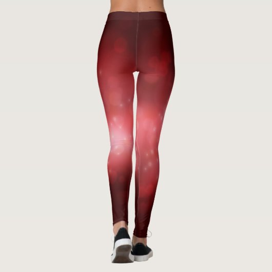 Red Festivals Baubles on Red Bokeh Leggings (Rückseite)