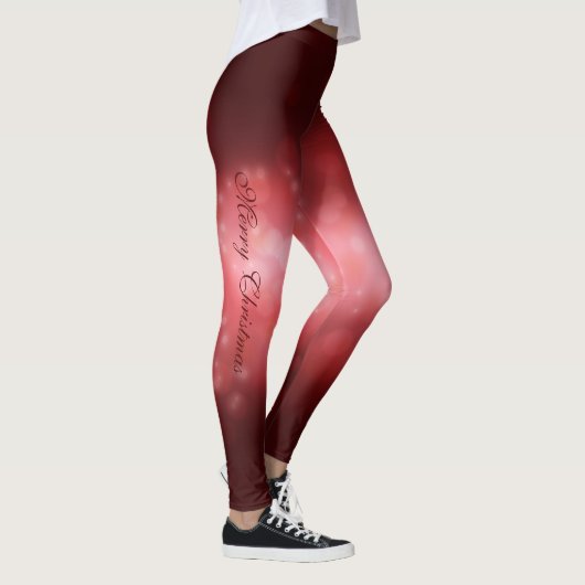 Red Festivals Baubles on Red Bokeh Leggings (Rechts)
