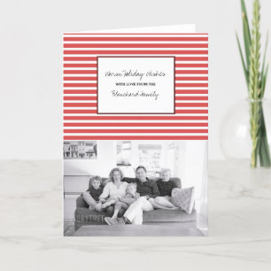 Red Festivals Stripes Holiday Foto Feiertagskarte