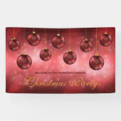 Red Festive Baubles on Red Bokeh - Weihnachts-Part Banner (Horizontal)