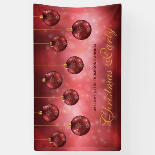 Red Festive Baubles on Red Bokeh - Weihnachts-Part Banner (Vertikal)