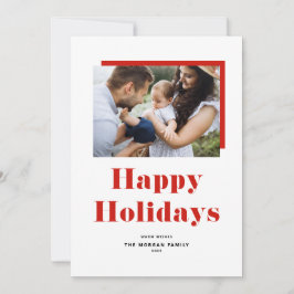Red Festive Bold Typografy Happy Holidays Foto Feiertagskarte