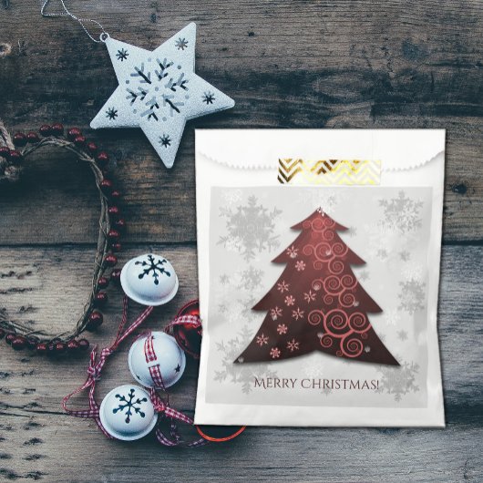 Red Festive Christmas Tree Favor Bag Geschenktütchen