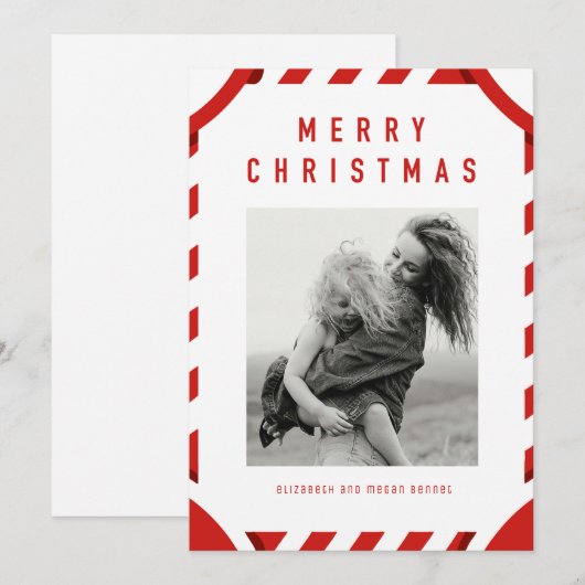 Red Festive Frame Frohe Weihnachten Foto (Vorne/Hinten)