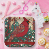 Red Festive Frohe Weihnachten Pappteller (Party)