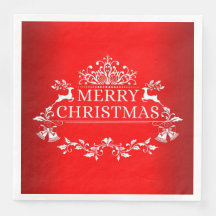 Red Festive Frohe Weihnachtszeitung Napkin