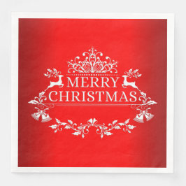Red Festive Frohe Weihnachtszeitung Napkin Serviette