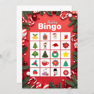 Red Festive Fun Christmas Bingo Card Feiertagskarte