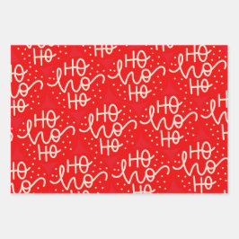 Red Festive Ho Ho Ho Weihnachtsfeiertag Geschenkpapier Set