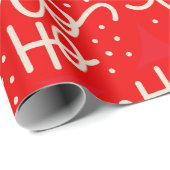 Red Festive Ho Ho Ho Weihnachtswrapping Paper Geschenkpapier (Rolleneckpunkt)