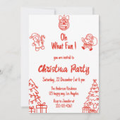 Red Festive Holiday | Oh What Fun Christmas Party Einladung (Vorderseite)