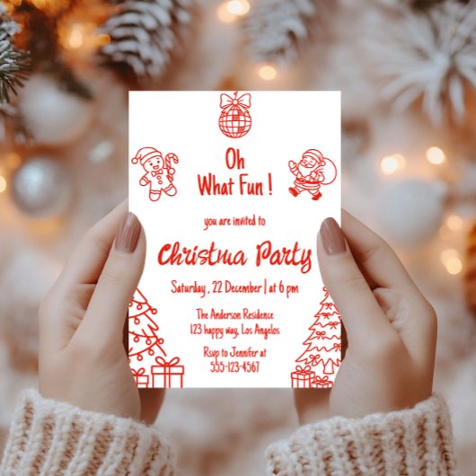 Red Festive Holiday | Oh What Fun Christmas Party Einladung