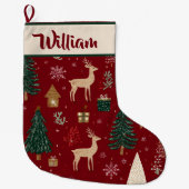 Red Festive Holiday Pattern | Christmas Stocking Großer Weihnachtsstrumpf (Vorderseite)