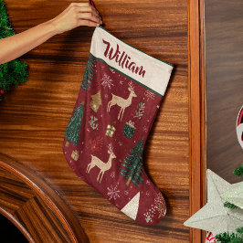 Red Festive Holiday Pattern | Christmas Stocking Großer Weihnachtsstrumpf