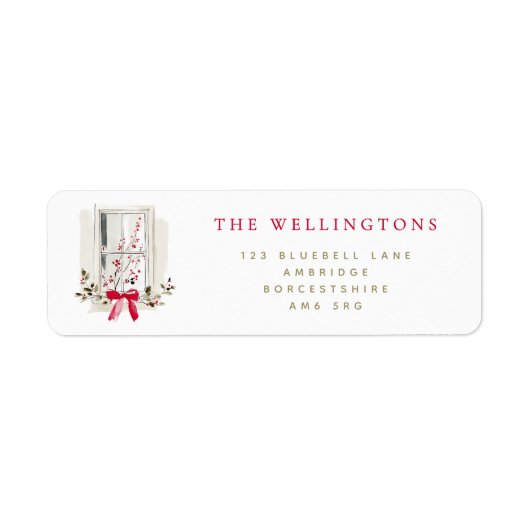 Red Festive Holiday Window Return Address Label (Vorne)