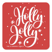 Red Festive Holly Jolly Hand Lettertage