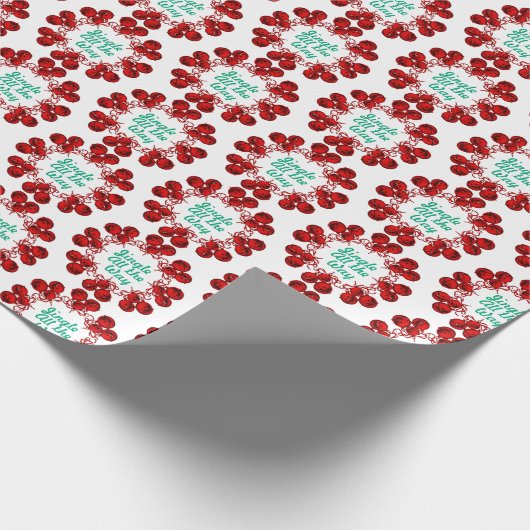 Red Festive Jingle Bells on White Geschenkpapier (Ecke)