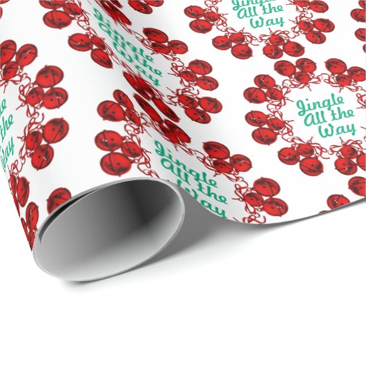 Red Festive Jingle Bells on White Geschenkpapier (Rolleneckpunkt)