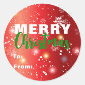 Red Festive Lights Bokeh Snowflake Frohe Weihnacht Runder Aufkleber (Vorderseite)