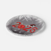 Red Festive Merry Christmas New Year 2026 Pappteller (Schrägansicht)