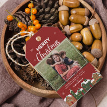 Red Festive Village Frohe Weihnachten Foto Gefalle