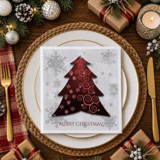 Red Festive Weihnachtsbaumpapier Napkin Serviette