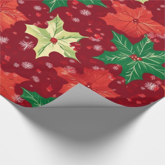 Red Festive Weihnachtsmuster Geschenkpapier (Ecke)