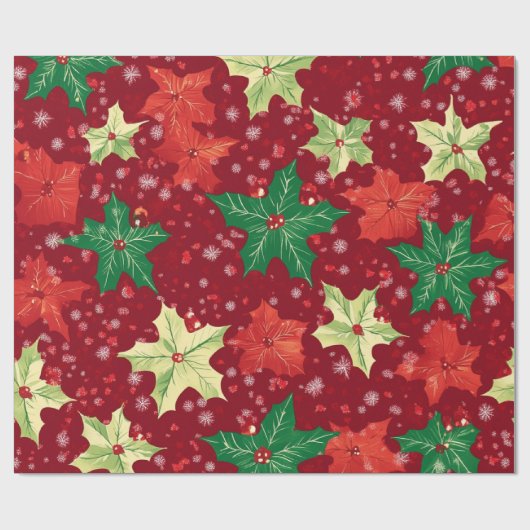 Red Festive Weihnachtsmuster Geschenkpapier (Flach)