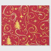 Red Festive Weihnachtsmuster Geschenkpapier (Flach)