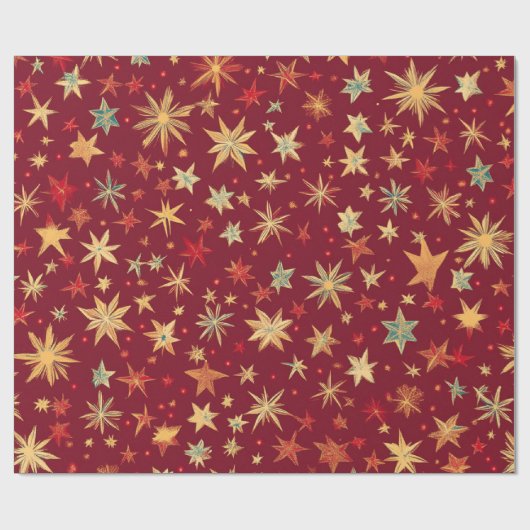 Red Festive Weihnachtsmuster Geschenkpapier (Flach)