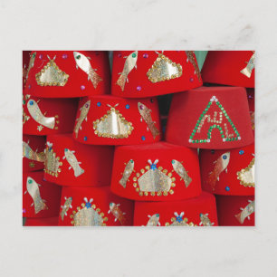 Red Fez hasst auf dem Markt Postkarte