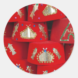 Red Fez hasst auf dem Markt Runder Aufkleber