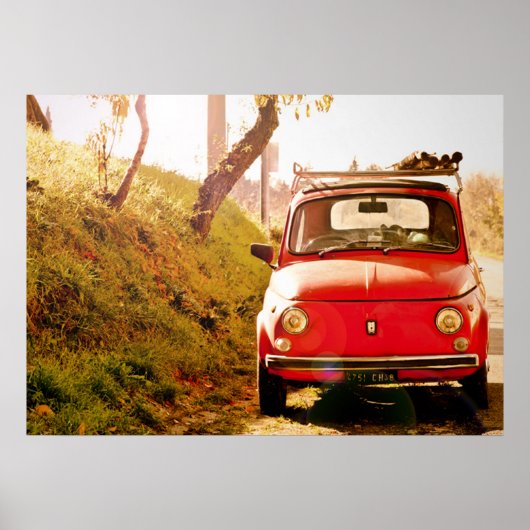 Red Fiat 500, Cinquecento, Italien Poster (Vorne)