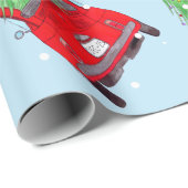 Red Fiat 500 mit Weihnachtsbaum Wasserfarbe Geschenkpapier (Rolleneckpunkt)