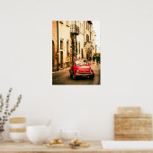 Red Fiat 500 Poster, Vintag cinquecento, Italien Poster (Küche)