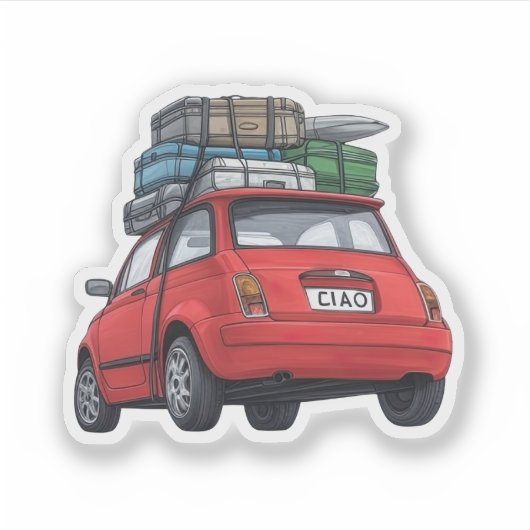 Red Fiat Car Aufkleber (Vorderseite)