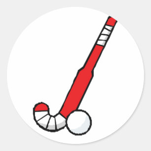 Red Field Hockey Stick Runder Aufkleber