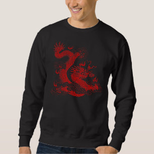 Red Fierce Dragon mit spitzen Flügeln und Mandala Sweatshirt