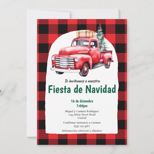 Red Fiesta de Navidad Weihnachts-Party Einladung (Vorderseite)