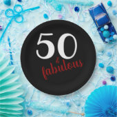 Red Fifty und fabelhafte Black Birthday Party Pappteller (Party)