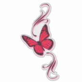 Red Filigree Butterfly Aufkleber (Vorderseite)
