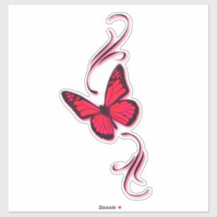 Red Filigree Butterfly Aufkleber